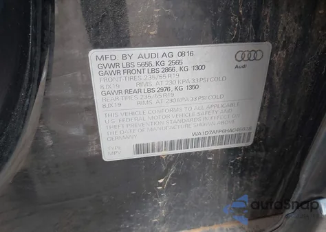 2017 Audi Q5 3.0T Premium Plus z USA, uszkodzony, nr VIN WA1D7AFP6HA045628